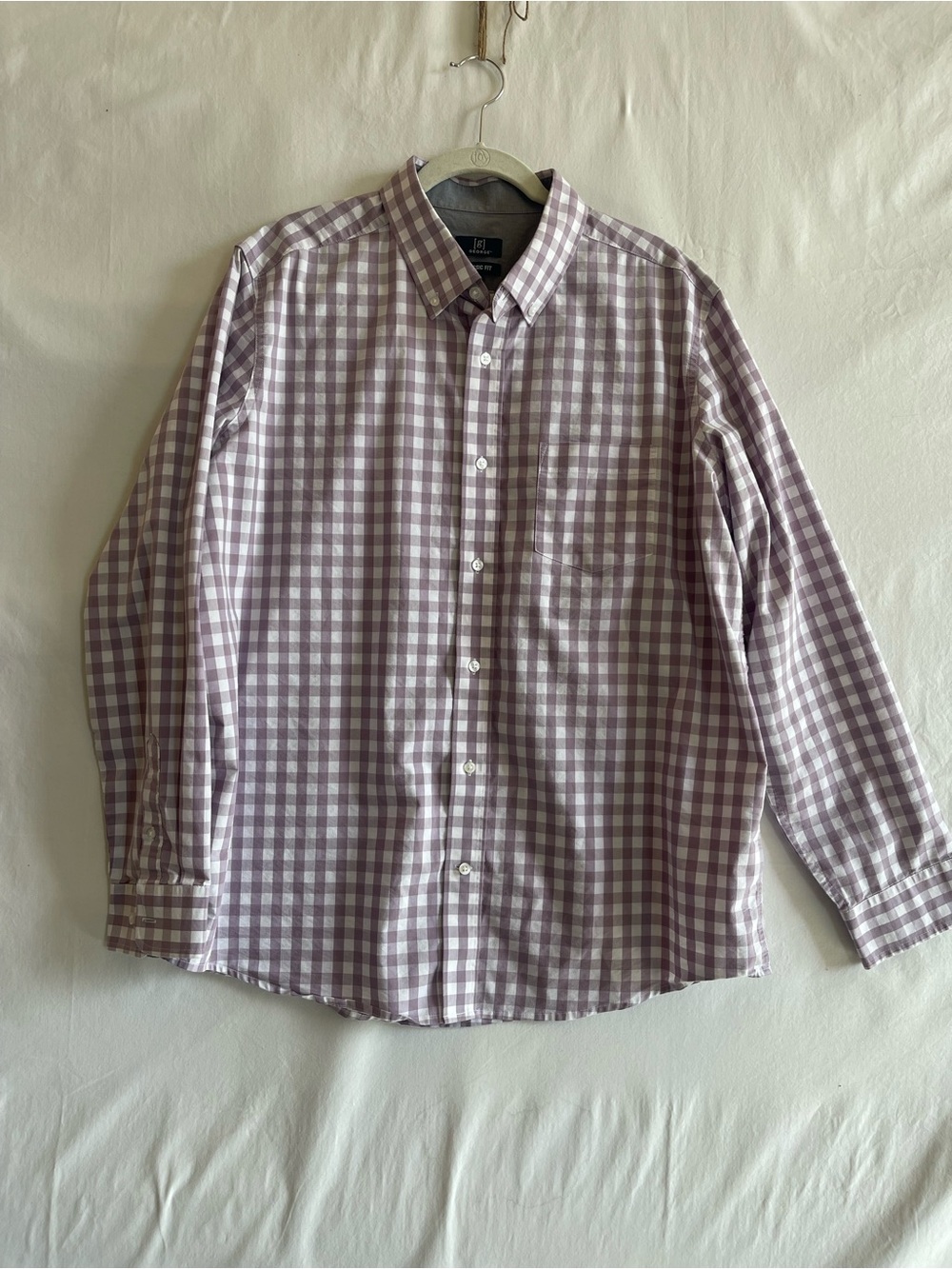 George Lavender and White Check Button-Down Shirt